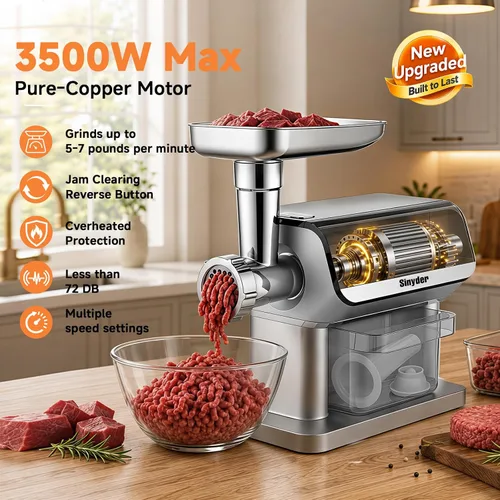 Vista 3 de Picadora de carne eléctrica 3500W con pantalla táctil Negro