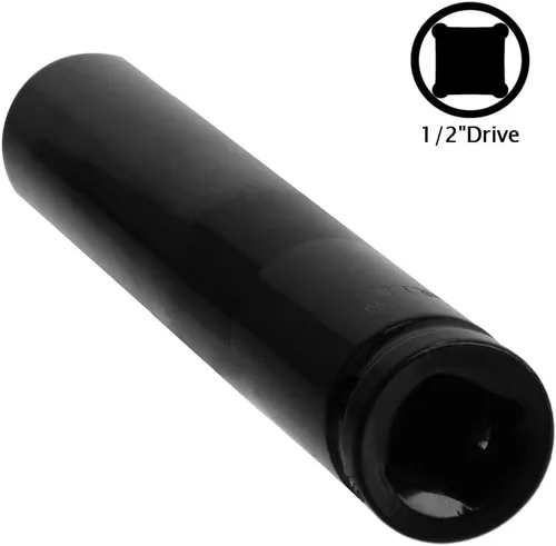 Vista 3 de Enchufe de impacto de 0.748 in, 1/2" con 6 puntos Deep Impact Socket, Cr-Mo Alloy Steel, 6" Length, Metric Socket, Durable for Automotive &