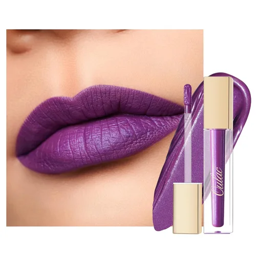 Vista 19 de Oulac Lápiz labial mate rosa para mujeres, lápiz labial líquido duradero de color rosa intenso, color de labios de alto impacto con cobertura total