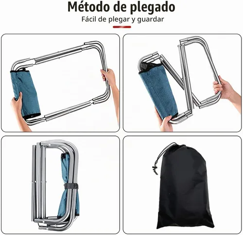 Vista 6 de Portable Folding Stool, Camping Stool Mini Size Mortable Stool (Large-Blue)