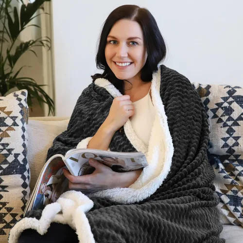 Vista 4 de Catalonia Sherpa - Manta para sofá cama, súper suave, cómoda y esponjosa reversible. Cobija de felpa de lana para todas las estaciones para adultos