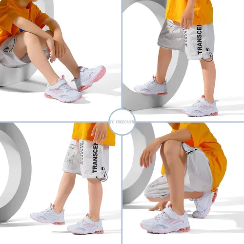 Vista 5 de TC TREECHER Tenis de correr para niños, suaves, transpirables, ligeros, para niños y niñas