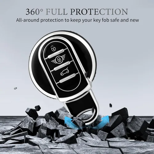Vista 4 de OFFCURVE Funda para llavero BMW Mini, compatible con BMW Mini Cooper S D SD F56 F55 F54 F57 F60 R55 R55 R56 R57 R58 R59 R60 S Roadster Smart Key Fob