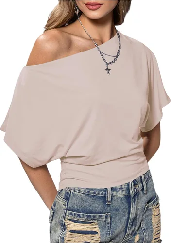 Vista 18 de SweatyRocks Women's Off The Shoulder Tops Asymmetrical Summer Going Out Top Negro
