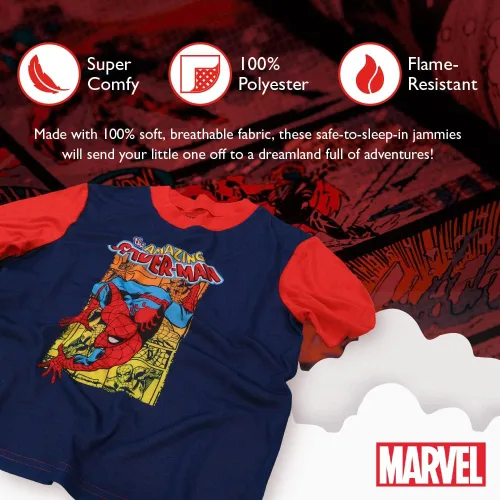 Vista 3 de Marvel Conjunto de pijama de ajuste holgado de 3 piezas, suave y lindo para niños