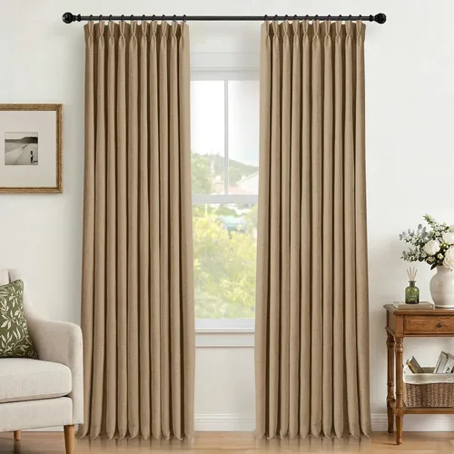 Vista 20 de CAPALOCA Cortinas extra de 60 pulgadas de ancho 100% opacas de 96 pulgadas Desnudo Natural