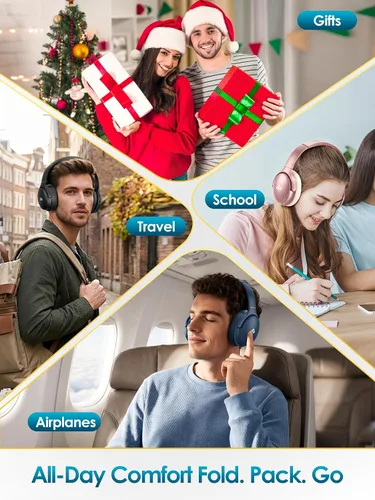 Vista 7 de INFURTURE Auriculares Over Ear con Cancelación Activa de Ruido, Auriculares Bluetooth Inalámbricos H1, Auriculares de Graves Profundos, Baja