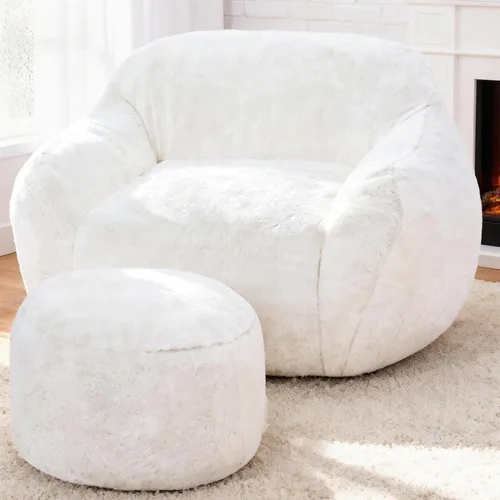 Vista 9 de Puf gigante para adultos, sillas grandes de espuma viscoelástica, sofá puff de gran tamaño con relleno, silla de lectura grande de piel sintética