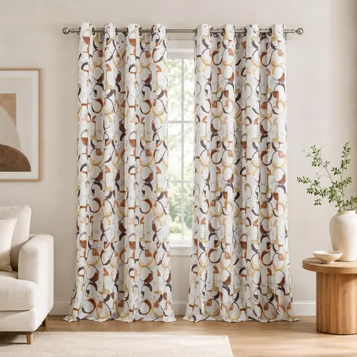 Vista 11 de VOGOL Cortinas opacas para guardería, habitación de niños de 63 pulgadas de largo, coloridos círculos abstractos impresos, ojales geométricos