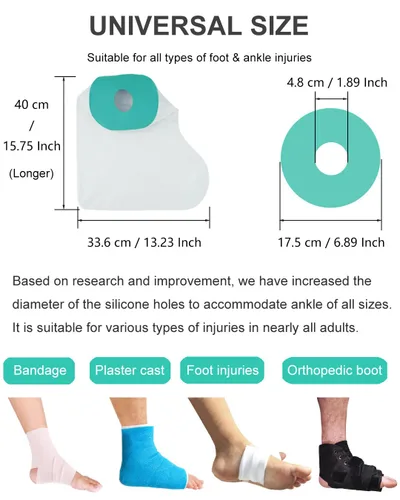 Vista 6 de Funda impermeable para pies para ducha después de la cirugía, cubierta de tobillo Reusable Foot Cast Cover for Showering, Bathing, Swimming