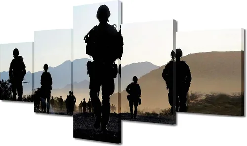 Vista 24 de Arte de pared para sala de estar, imágenes de la bandera estadounidense, impresión en lienzo, arte de pared militar de Estados Unidos de la Segunda