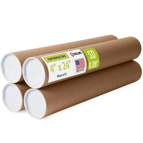 Vista 40 de Tubo de cartón reforzado de 2 x 18 pulgadas, paquete de 4 tubos con 8 tapas, seguro aprobado por USPS, ideal para envío y almacenamiento
