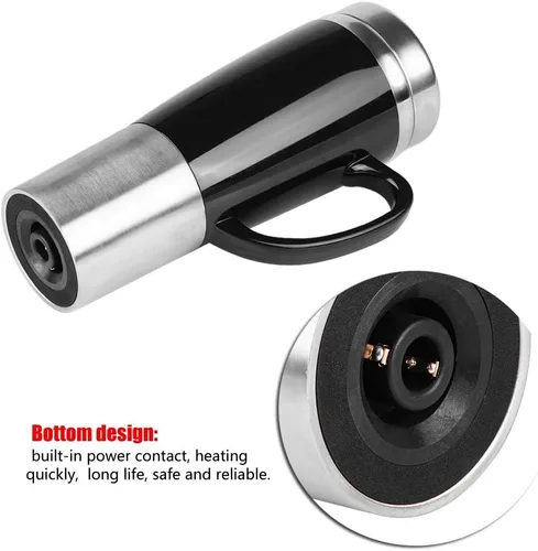 Vista 7 de Taza de calefacción de viaje de acero inoxidable de 15.2 fl oz, calentador de taza de café para coche hervido, calentador de taza de café