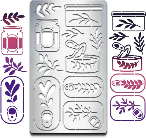 Vista 8 de MAYJOYDIY Can Plant - Plantilla de metal para diario, marcapáginas, plantillas de metal de 4 x 7 pulgadas, plantilla de dibujo de acero inoxidable