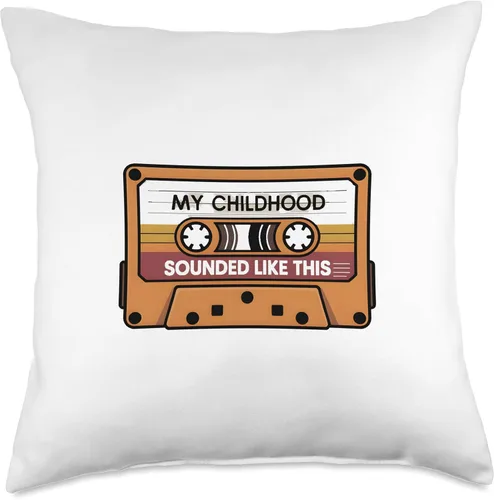 Vista 4 de My Childhood Sounded Like This Retro Cassette Throw Pillow