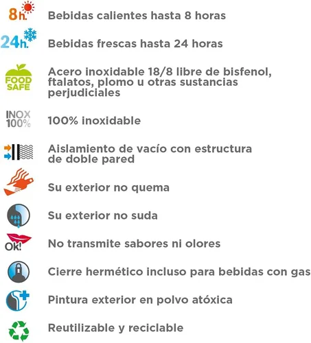 Vista 7 de Laken Thermo Classic - Botella de agua de acero inoxidable aislada al vacío de boca ancha Azul