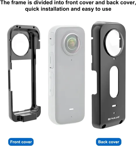 Vista 5 de PULUZ Funda protectora de metal + protectores de lente para Insta360 X3, carcasa antiarañazos y protector de lente impermeable de alta transmisión