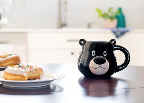 Vista 5 de ESNCHMG-BR - Taza de té de cerámica brillante con carácter de oso negro gordito de 20 onzas para tu bebida matutina favorita