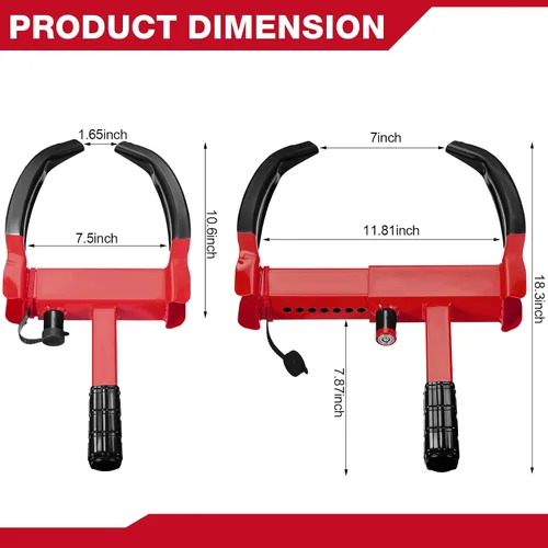 Vista 2 de 3 piezas de bloqueo de rueda para automóviles, bloqueo de rueda de remolque resistente, universal de seguridad antirrobo, abrazadera para neumáticos