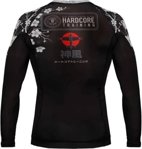 Vista 3 de Hardcore Training Camiseta de compresión para hombre, manga larga, Jiu Jitsu, MMA No-Gi, BJJ apretada, capa base de combate