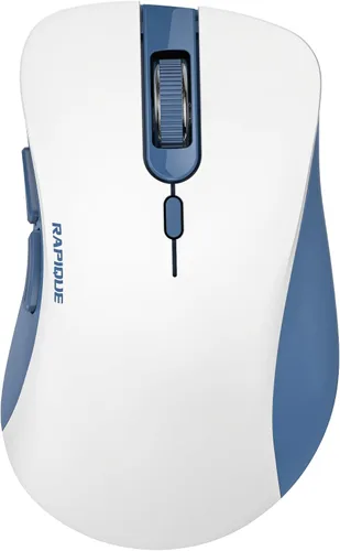 Vista 17 de RAPIQUE Ratón inalámbrico Bluetooth, Bluetooth dual y receptor USB 2.4G, clics silenciosos, mouse ergonómico de 6 botones para mano derecha, DPI