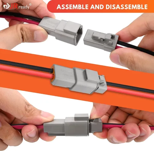 Vista 4 de JRready ST9031 Deutsch - Kit de conectores DTP de 2 cables 10AWG (UL3266), conector eléctrico automotriz de 2 pines impermeable IP68, conectores