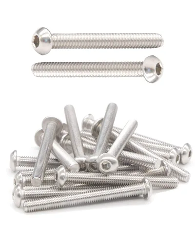 Vista 14 de M4-0.7 x 1 Tornillos de cabeza de botón Tornillos (50 piezas) 18-8 Acero inoxidable 304 Allen Tornillo de máquina de rosca completa ISO7380 por