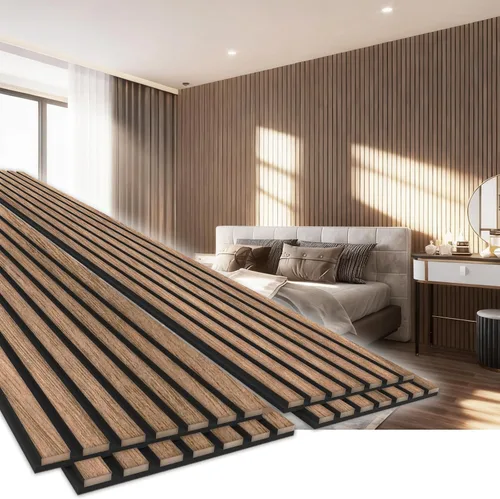 Vista 9 de EVERECO Paquete de 4 paneles de madera de 94.5 x 11 pulgadas para pared, paneles acústicos insonorizados de pared, paneles de pared 3D para Negro