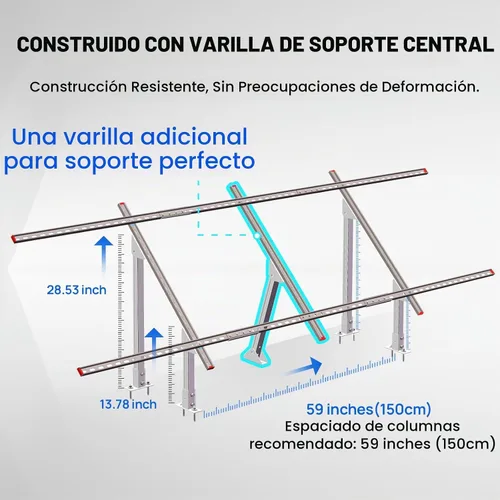 Vista 4 de ECO-WORTHY Sistema de soportes de montaje de panel solar ajustable de varias piezas para montaje en suelo solar mejorado para 4 piezas de 200 W/3