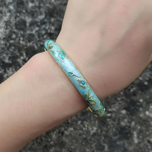 Vista 5 de Pulsera de flores vintage Chinoiserie Cloisonne para mujer, elegante, vibrante, étnica, regalos de joyería étnica