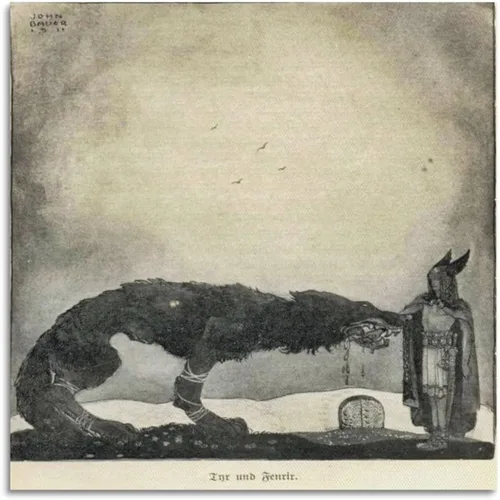Vista 6 de Póster de John Bauer (Tyr y Fenrir) de pinturas famosas, póster artístico y arte de pared, póster moderno para decoración de dormitorio familiar, 12