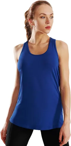 Vista 4 de Neleus camiseta sin mangas para mujer con espalda cruzada para yoga.
