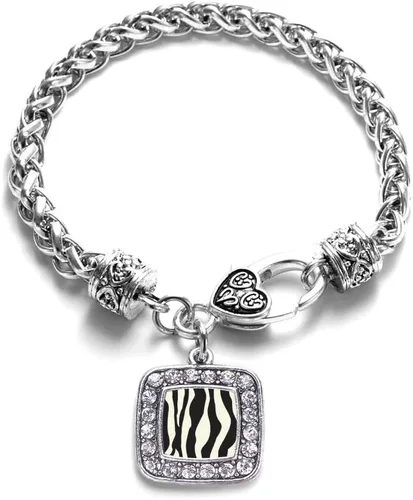 Vista 186 de Pulsera de dijes cuadrados de plata con joyería de circonita cúbica