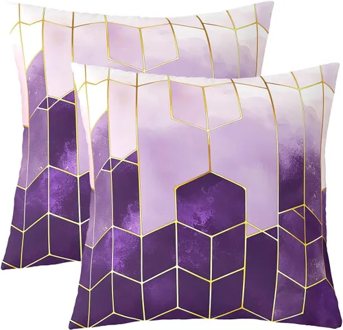 Vista 9 de Juego de 2 fundas de almohada de mármol de 16 x 16 pulgadas, fundas de cojín geométricas de mármol con diseño de panal de abeja, fundas de almohada