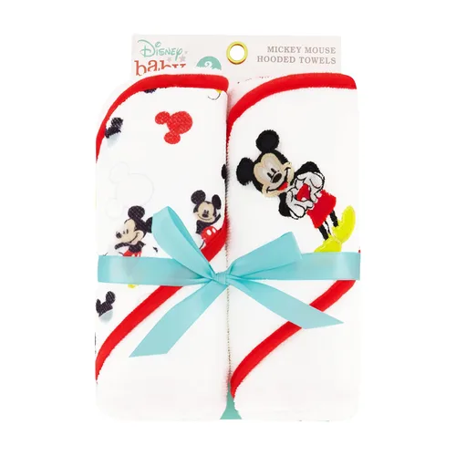Vista 2 de Disney Cudlie - Paquete de 2 toallas con capucha enrolladas/cardadas con estampado de Mickey Mouse para bebé niño