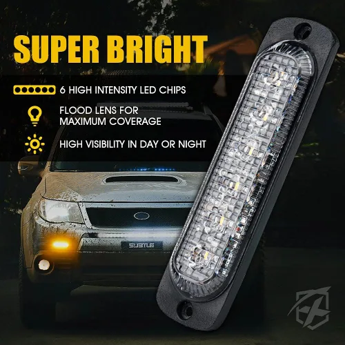 Vista 2 de Xprite 10 luces LED estroboscópicas de emergencia, ámbar de 12 luces LED estroboscópicas intermitentes, función de sincronización, luz de parrilla