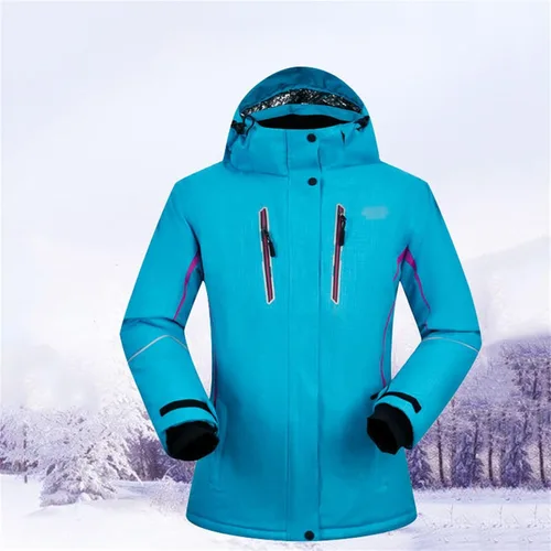 Vista 4 de Conjunto de chaquetas y pantalones de esquí para mujer, invierno al aire libre, talla grande, trajes de esquí cálidos con capucha, trajes de nieve E