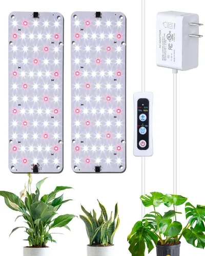 Vista 15 de Panel de luz de cultivo para plantas de interior, luz LED ultrafina de espectro completo de 20 W para estante y gabinete, regulable con temporizador
