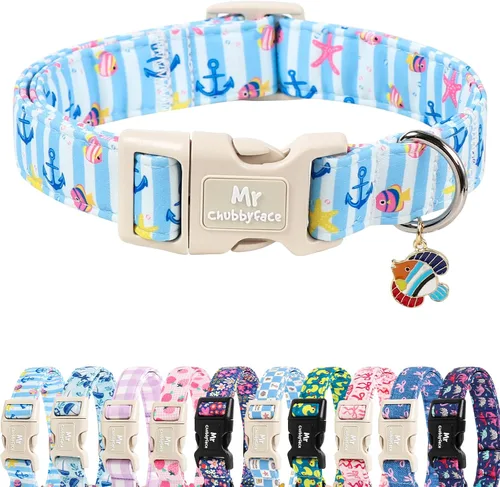 Vista 54 de MR.CHUBBYFACE· Collar de perro de San Valentín azul, lindo collar de cachorro con lazo azul, collar ajustable de algodón para mascotas con hebilla