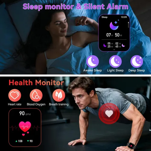 Vista 4 de Reloj inteligente para hombre, rastreador de ejercicios: marca/respuesta de llamadas, relojes inteligentes militares para hombres, relojes digitales