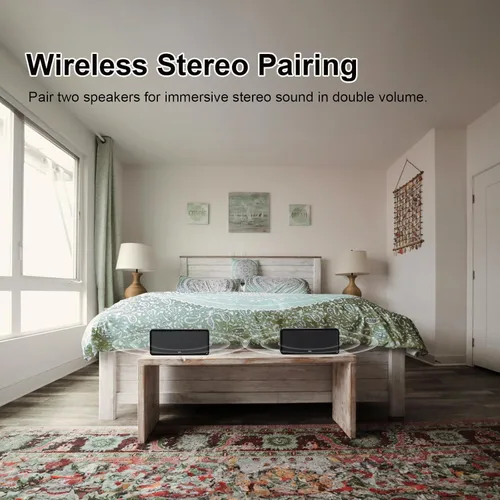 Vista 6 de DOSS SoundBox XL altavoces inalámbricos, sistema de altavoces para hogar inalámbricos, doble conductor con subwoofer de 12W, sonido HD de 20W, bajo