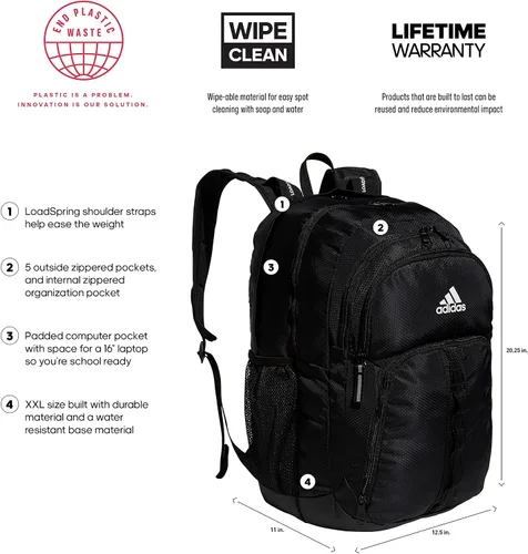 Vista 2 de adidas Prime 6 - Mochila, Negro, talla única