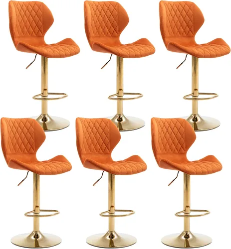 Vista 8 de Orange - Juego de 4 taburetes giratorios de altura de mostrador con respaldo de terciopelo, taburetes de isla de cocina para bar en casa, bistró
