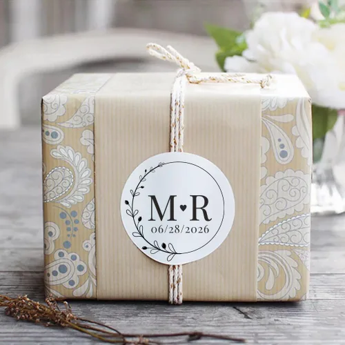 Vista 4 de Pegatinas de boda personalizadas Pegatinas de sobres personalizadas