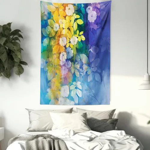 Vista 7 de Ambesonne Colección de decoración de flores de acuarela, rosas pálidas y flores pequeñas lindas, pintura ilustraciones de época bonitas florales