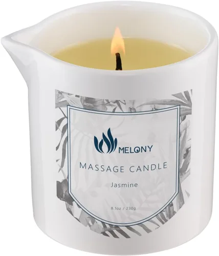 Vista 13 de MELONY Vela de aceite de masaje, hidratante, vela de aceite corporal, soja natural, 8.1 oz, vainilla ámbar