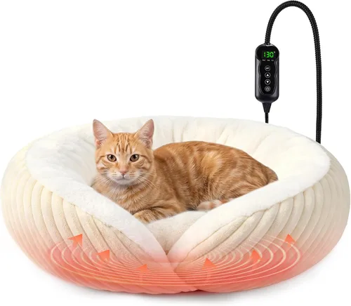 Vista 10 de Tovve Camas térmicas para gatos de interior y perros pequeños, cama suave Marrón