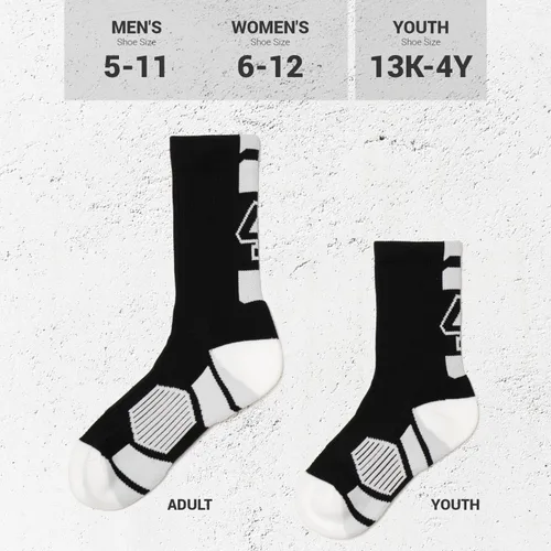 Vista 4 de ChalkTalkSPORTS Calcetines personalizados con número de equipo Calcetines deportivos para jóvenes y adultos negros Elige tu número