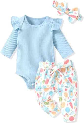Vista 69 de Aalizzwell Conjunto de mameluco acanalado para bebé recién nacido prematuro para otoño e invierno