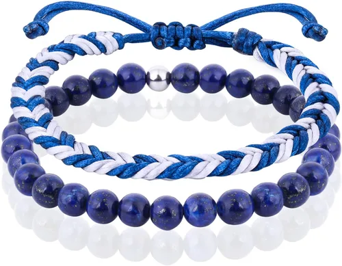 Vista 29 de Pulseras de cuentas negras para hombres y niños: 0.236 in de obsidiana ónix cuentas de lava para hombre conjunto de pulseras para hombre - Genial